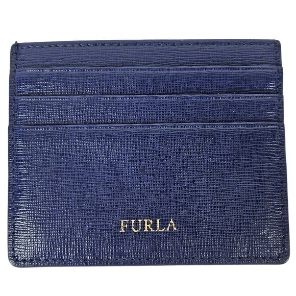 FURLA Navy Blue Leather Wallet - 6 Card Pockets - Picture 1 of 5